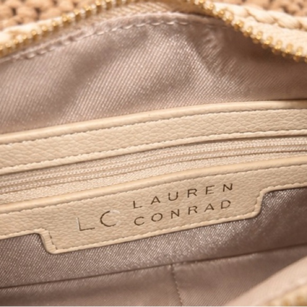 Lauren Conrad Beige Crochet Raffia Shoulder Bag Hobo Purse Summer Handbag - Picture 2 of 4